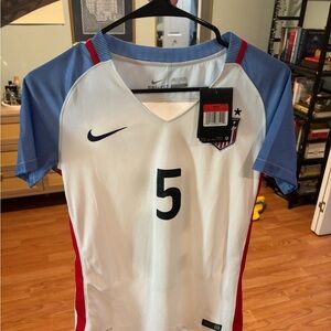 Nike White, Blue, and Red Soccer Jersey